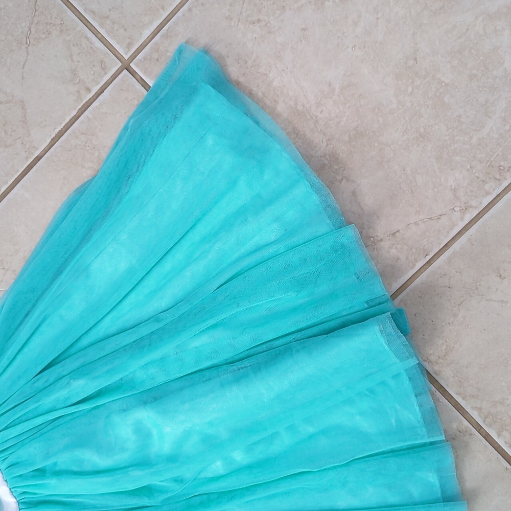 Elegant Aqua Kids Dress Size 10 Tulle Bottom - Picture 3 of 8